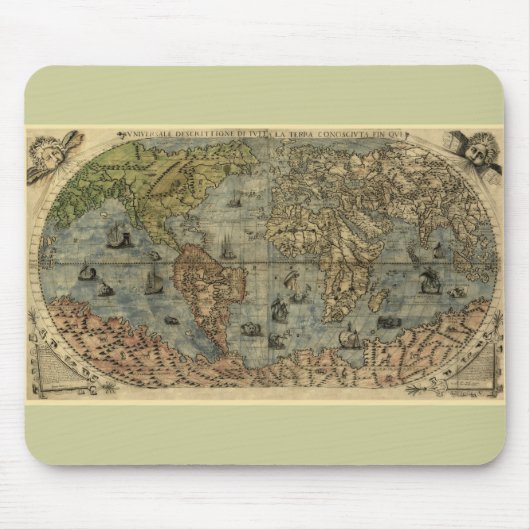 1565 Weltkarte von Ferando Berteli (Fernando Berte Mousepad (Vorne)