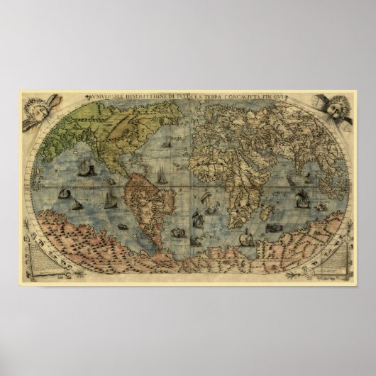 1565 Weltkarte von Ferando Berteli (Fernando Berte Poster (Vorne)