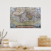 1572 Typus Orbis Terrarum Ortelius Weltkarte Poster (Küche)