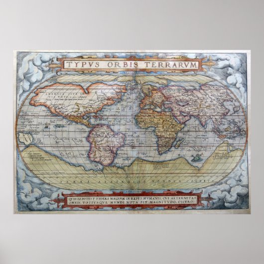 1572 Typus Orbis Terrarum Ortelius Weltkarte Poster (Vorne)