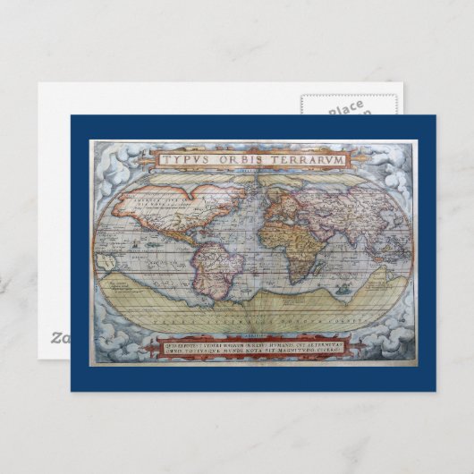 1572 Typus Orbis Terrarum Ortelius Weltkarte Postkarte (Vorne/Hinten)