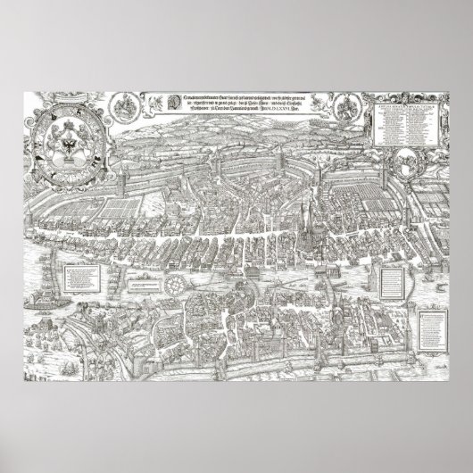 1576 Karte Zürich Schweiz Poster (Vorne)