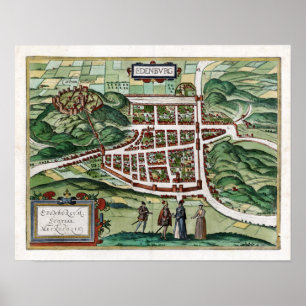 1580 Edinburgh Karte Poster