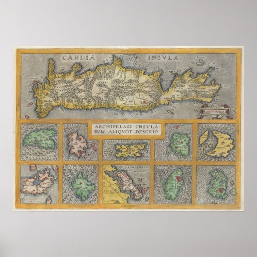 1584 Ortelius Karte von Kreta und 10 griechischen  Poster (Vorne)