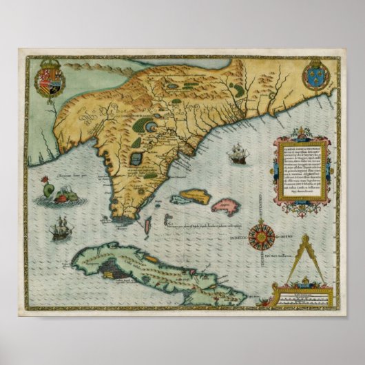 1591 Karte von Florida Poster (Vorne)