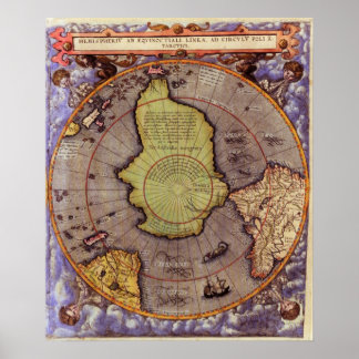 1593 Karte von S. Hemisphäre Poster