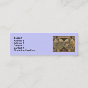 1595 Historische Weltkarte von Jodocus Hondius Mini Visitenkarte