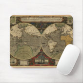"1595 Hondius Worlde Map" Maus-Pad Mousepad (Mit Mouse)