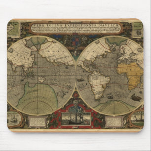 "1595 Hondius Worlde Map" Maus-Pad Mousepad