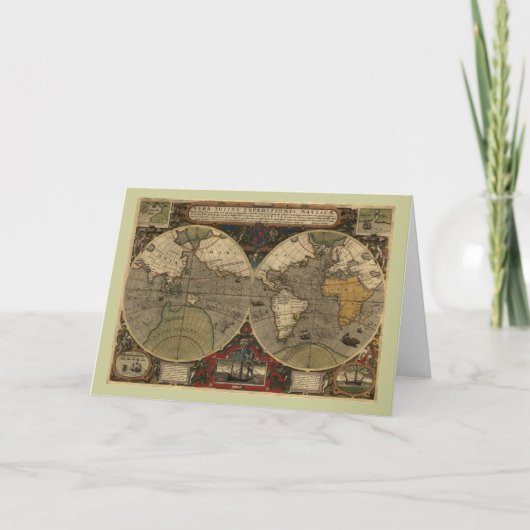 1595 Vintage Weltkarte durch Jodocus Hondius Karte (Vorderseite)