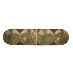 1595 Vintage Weltkarte durch Jodocus Hondius Skateboard