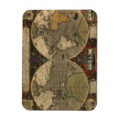 1595 Vintage Weltkarte von Jodocus Hondius Magnet (Vertikal)