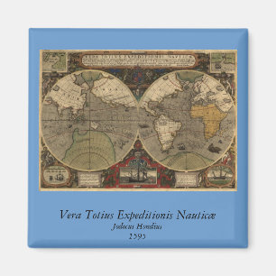 1595 Vintage Weltkarte von Jodocus Hondius Magnet