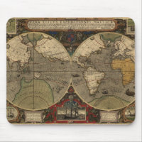 1595 Vintage Weltkarte von Jodocus Hondius