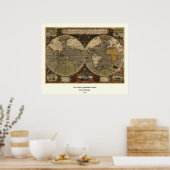 1595 Vintage Weltkarte von Jodocus Hondius Poster (Küche)