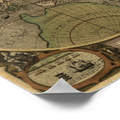 1595 Vintage Weltkarte von Jodocus Hondius Poster (Ecke)