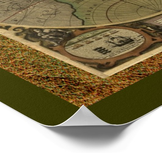 "1595 World Map of Hondius" Historic Map Poster (Ecke)