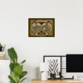 "1595 World Map of Hondius" Historic Map Poster (Heimbüro)
