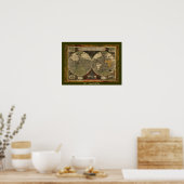 "1595 World Map of Hondius" Historic Map Poster (Küche)