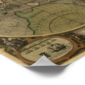 "1595 World Map of Hondius" Historische Karte Poster (Ecke)