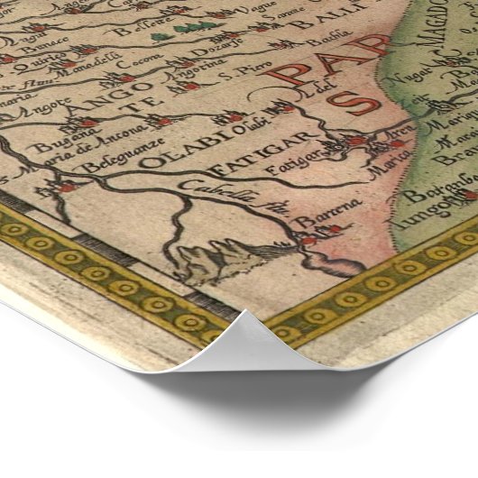 1596 Karte Südasiens Poster (Ecke)