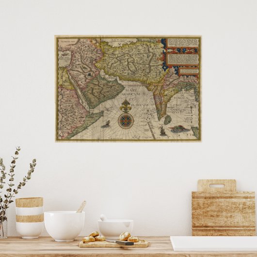 1596 Karte Südasiens Poster (Küche)