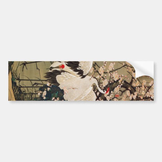 15. 梅 花 群 図, 若 冲 Pflaumenblüten & Krane, Jakuchū Autoaufkleber (Vorne)