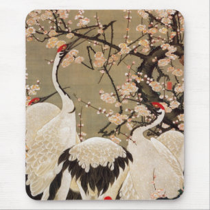 15. 梅 花 群 図, 若 冲 Pflaumenblüten & Krane, Jakuchū Mousepad