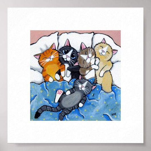 15,2 cm x 15,2 cm | Whimsischer Katzenkunst | Schl Poster (Vorne)
