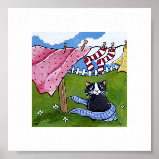 15,2 cm x 15,2 cm | Whimsischer Katzenkunst | Tage Poster (Vorne)