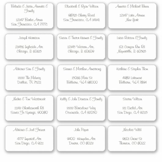 15 Anschrift des Gastes Aufkleber (Vorderseite)