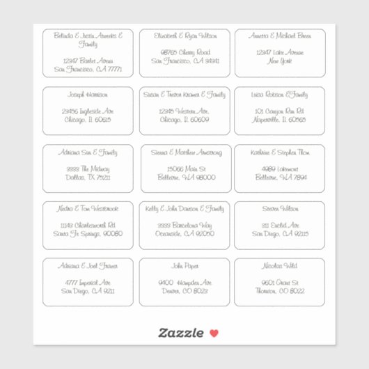 15 Anschrift des Gastes Aufkleber (Blatt)