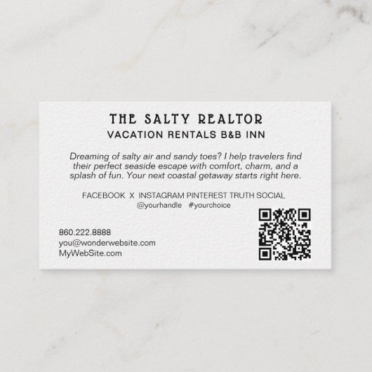 *~* 15 AP13 REALATOR Beach Rentals B&B Inn Visitenkarte (Rückseite)