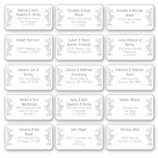 15 Aufkleber für den Namen eines Hochzeitgästen (Vorderseite)