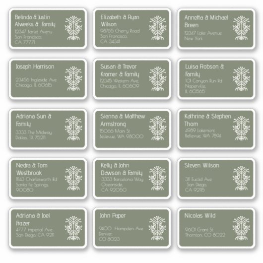 15 Aufkleber für den Namen eines Hochzeitgästen (Vorderseite)