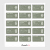 15 Aufkleber für den Namen eines Hochzeitgästen (Blatt)