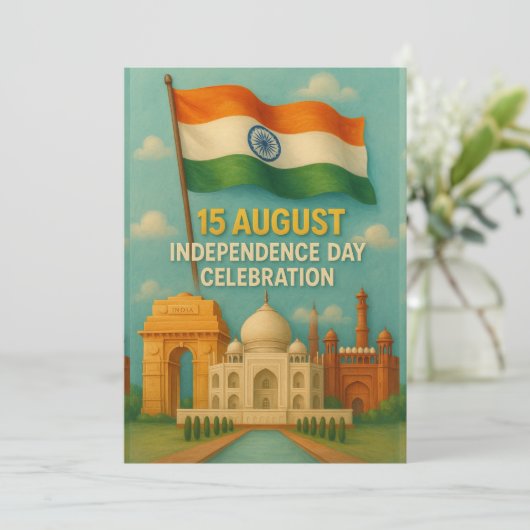 15 August Indien Independence Day Card (Stehend Vorderseite)