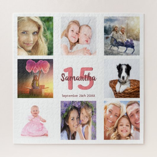 15. Birthday Foto von Klebegirl White Puzzle (Vertikal)