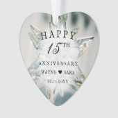 15. Black + White Crystal Wedding Jubiläum Ornament (Vorderseite)