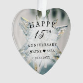 15. Black + White Crystal Wedding Jubiläum Ornament (Vorderseite)