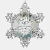 15. Black + White Crystal Wedding Jubiläum Schneeflocken Zinn-Ornament (Vorderseite)