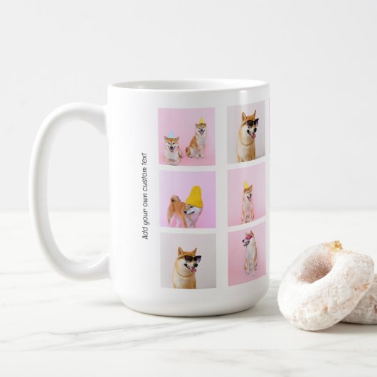 15 Collage Fun Foto Geschenk Custom Personalisiert Kaffeetasse (Mit Donut)