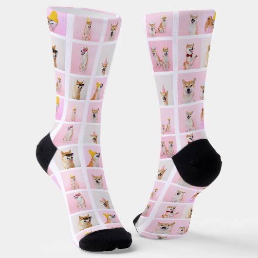 15 Collage Fun Foto Geschenk Custom Personalisiert Socken (Gewinkelt)