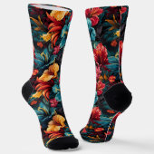 #15 Crew-Socken mit Blumenmuster Socken (Gewinkelt)
