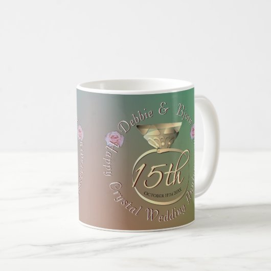 15. Crystal Wedding Anniversary Kaffeetasse (VorderseiteRechts)