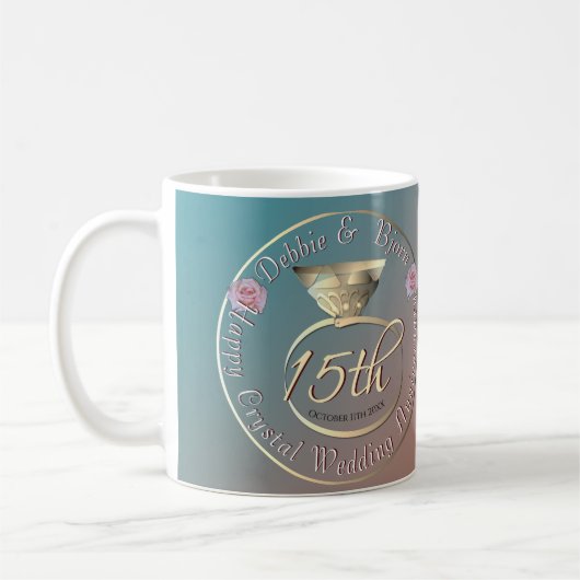 15. Crystal Wedding Anniversary Kaffeetasse (Links)