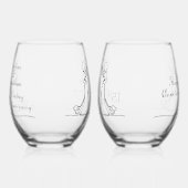 15. Crystal Wedding Anniversary Line Art Couple Weinglas Ohne Stiel (Links)