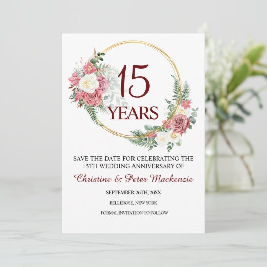 15. Crystal Wedding Anniversary Save The Date (Stehend Vorderseite)
