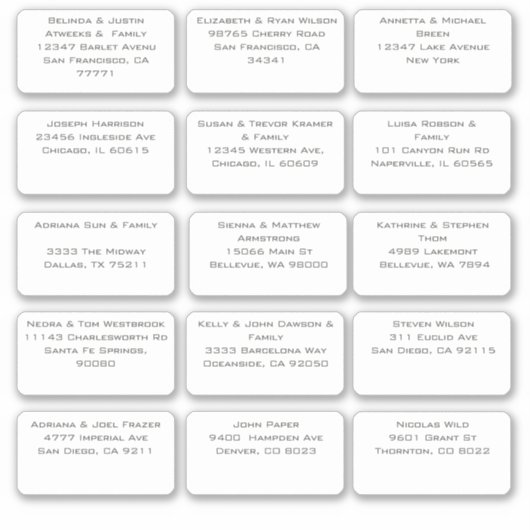 15 Einfache persönliche Adresse eines Hochzeitgäst Aufkleber (Vorderseite)