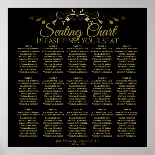 15 einfache schwarze und goldene Hochzeitskarte Poster